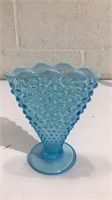 Vintage Blue Hobnail Vase K15B