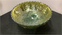 Vintage Imperial Helios green carnival glass bowl