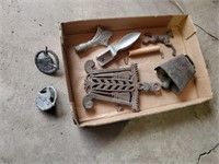 Cowbell, trivet, steers, collectibles