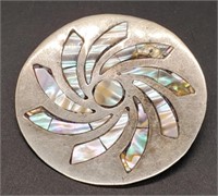 (XX) Abalone Inlaid Sterling Silver Pendant
