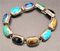 (XX) Multi-Gem Sterling Silver Bracelet- Onyx,