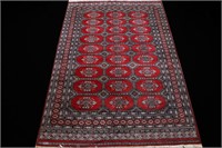 HAND KNOTTED RED PERSIAN BACARA WOOL RUG