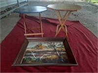 2 small tables, picture