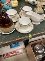 Noritake Teacups And Saucers, Gravy Boat And Glass