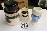 (3) Snowman Candle Holders (Basement)