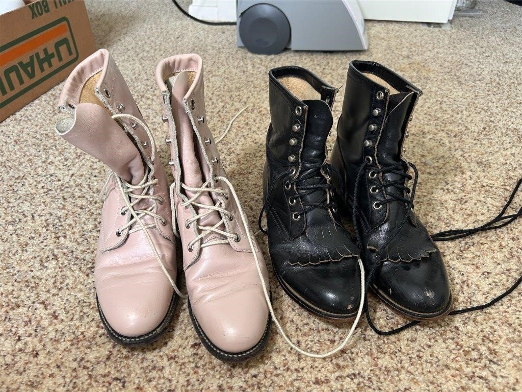 (2 Pair) Vintage Justin Roper Boots - Size 6