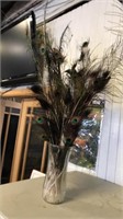 Vase of peacock feathers