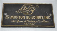Morton Bldgs. cast plaque, 8" x 4 1/2" x 1/4"