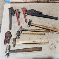 Pipe wrenchers, ball hammers