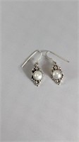 925 Sterling Silver and Pearl Dangle Earrings