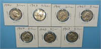 (7) SILVER QUARTERS, 1960, 1961, (4) 1963, 1964