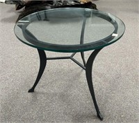 Contemporary Round Glass Top Side Table