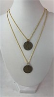 (2) STERLING NECKLACES W/ THREE CENT PIECE