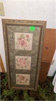 2  MIRRORS AND FLORAL WALL HANGING
