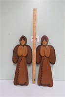 Pair Of 24" Wooden Angels