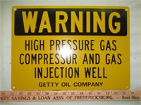 Getty Oil Co. Vintage Gas Well Warning Sign - NOS