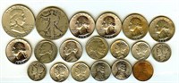 Mixed US 19pc Lot 1c-50c