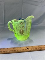 Opalescent Vaseline Glass Pitcher