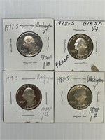 1977-S, 78, 79 & 80-S PF Washington QTRS x4