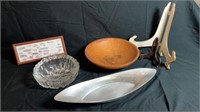 Wood bowl and misc items