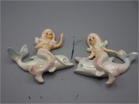 Vintage pair Lefton mermaids wall décor