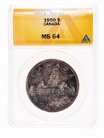 Canada 1959 Silver Dollar MS64  ANACS