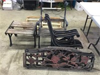 WROUGHT IRON CHAIR AND BENCH PIECES