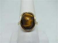 14K GOLD RING WITH TIGERS EYE