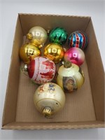 Box lot 9 VTG ornaments incl. mercury glass