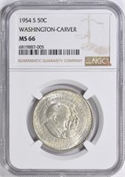 1954-S Carver/Washington  Half Dollar NGC MS-66