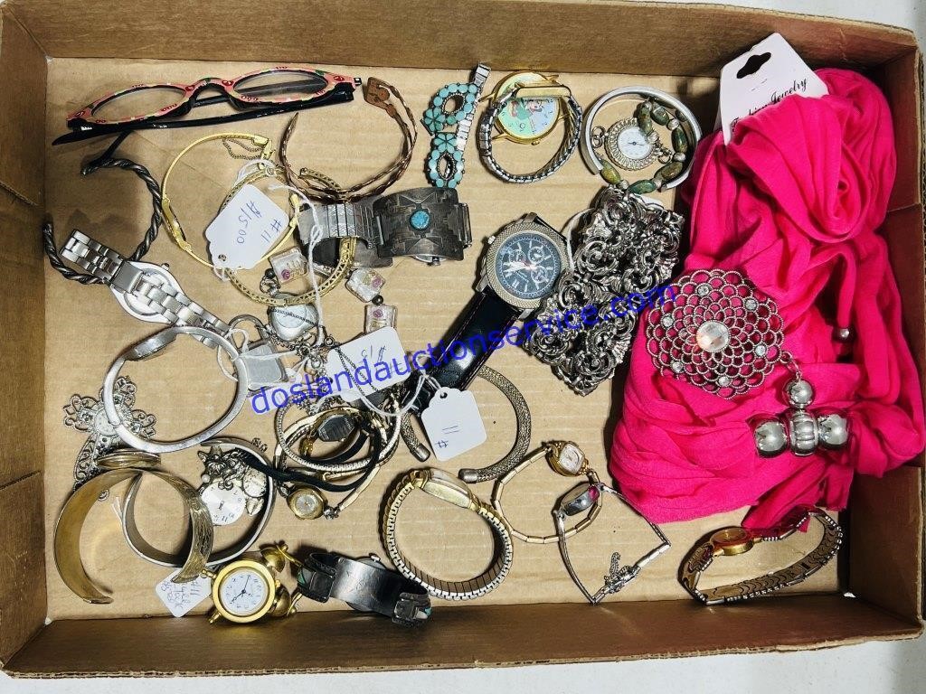Lot of Watches, Bracelets, & Scarf