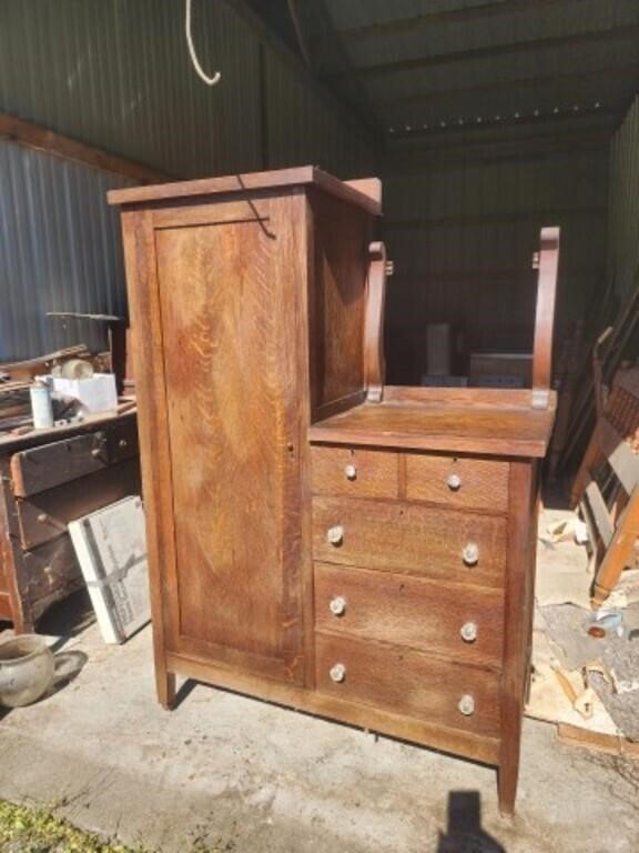 Oak secretary missing mirror