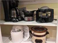 Ice cream maker, lids off, crock pot &