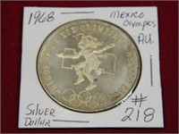 1968 Mexico Olympics Silver Dollar - AU
