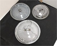 3 Antique Enamelware Pan Lids