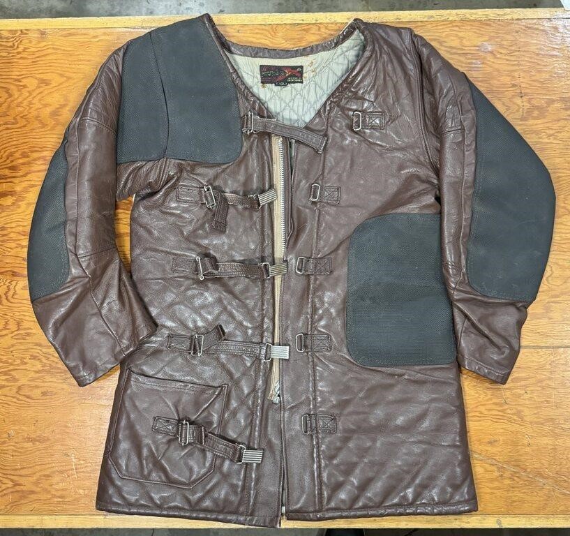 Brown Leather shooting Jacket, 10-X, size 40,