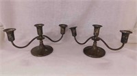 Pair of B&M sterling weighted triple candelabras