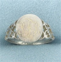 Antique Monogramed Ring in Sterling Silver