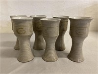 6 Stoneware Goblets 7.5" Tall