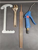 Craftsman Adjustable Wrench, Blow Gun, Steel File