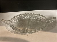 American glass divided relish tray