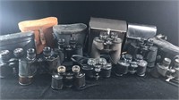 9 Pairs of Vintage Binoculars Zeiss Pentax Toko ++