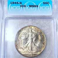 1945-D Walking Half Dollar ICG - MS65