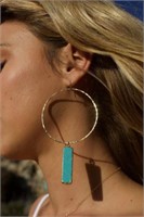Toasted Turquoise Bar Hoops Earrings