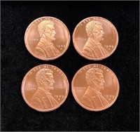 Lot of Four Lincoln 1 oz. Copper Rounds