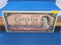 1954 $2.00 DOLLAR BILL EF-UNC V/U0825897