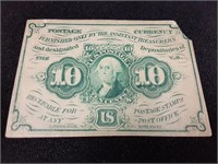 1862 10 Cent Postal Fractional Note