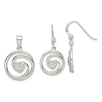 Sterling Silver Crystal Circle Pendant Earrings