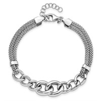 Sterling Silver Fancy Chain 2-strand Bracelet