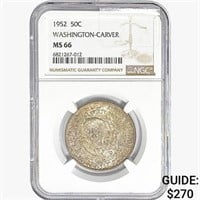 1952 Washington Carver Half Dollar NGC MS66